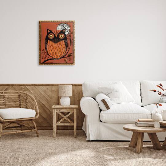 Stupell Industries Autumn Owl Under Moon Canvas Wall Art